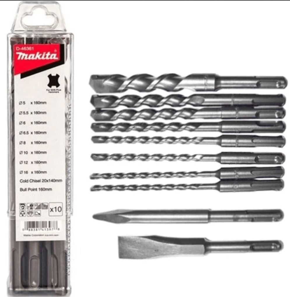 Makita SDS Plus Drill & Chisel 10 pcs/set (D-46361)