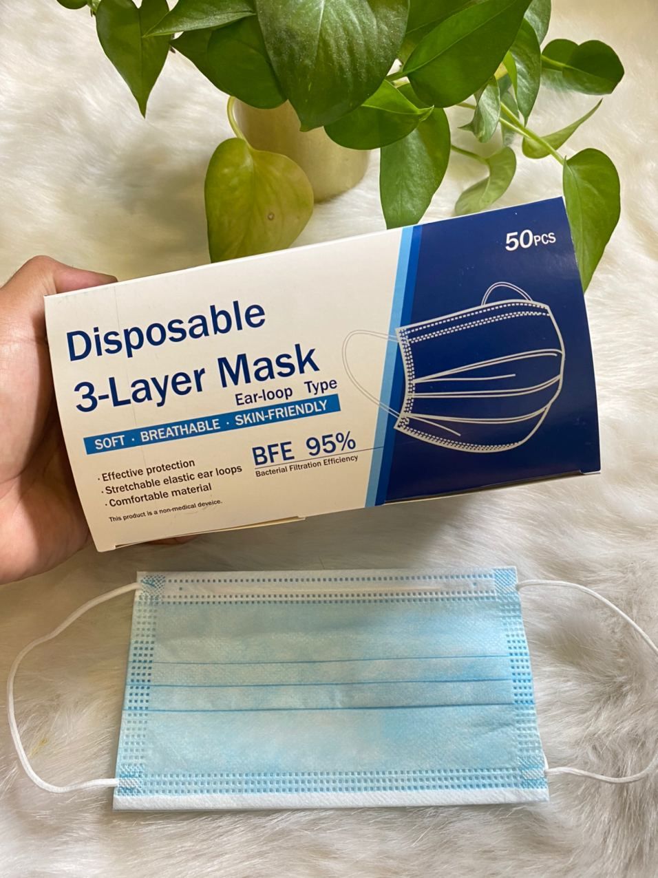 QS 3 Ply Face Mask Earloop Disposable
