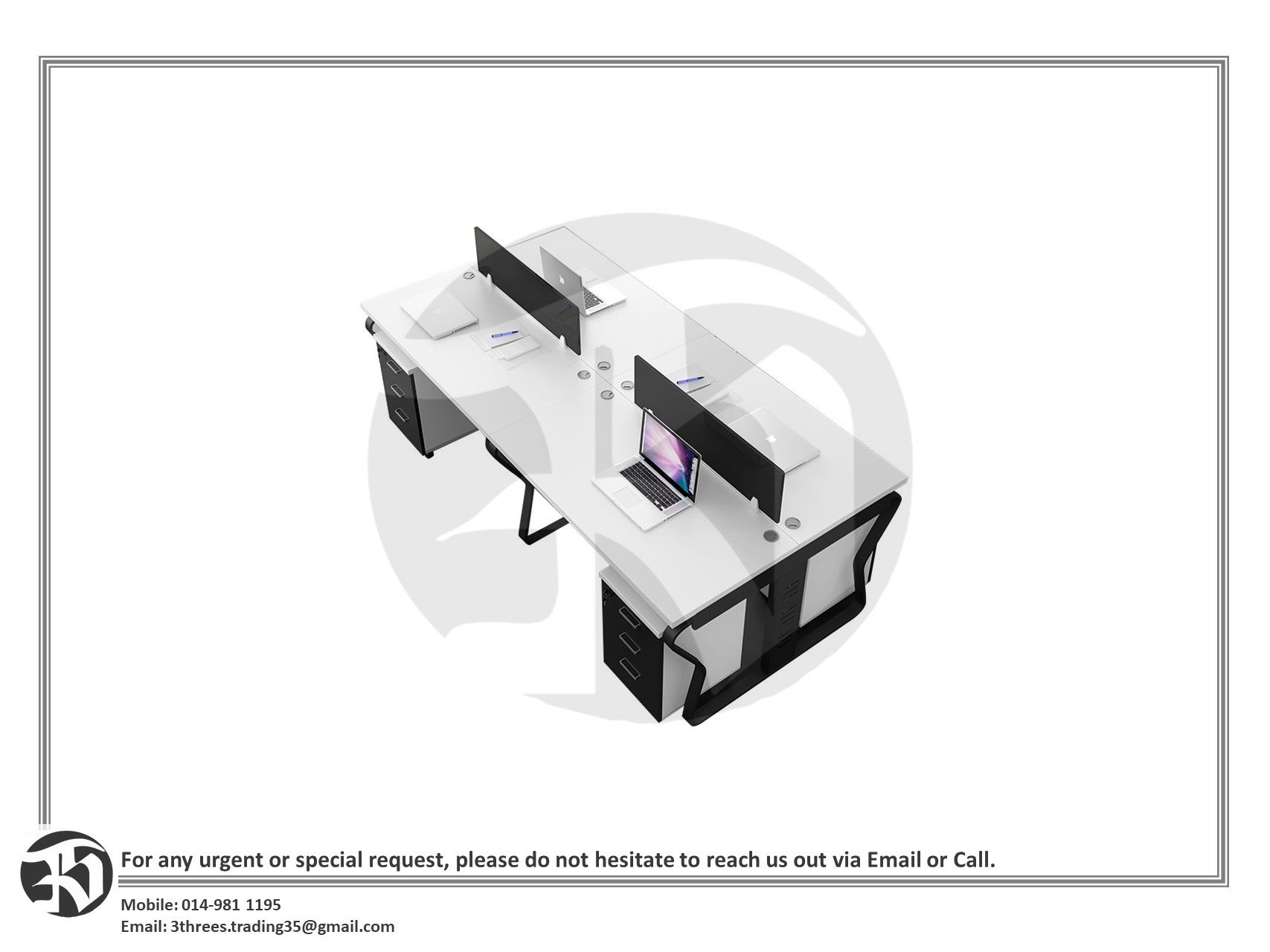 4-Person Simple Modern Office Desk