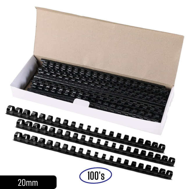 QP Comb Binder 21 Ring 20MM Black 100's/BOX