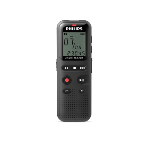 PHILIPS DVT1160 Memory Voice Recorder 8GB with Voice Activation Function & Time-Stamped Recording