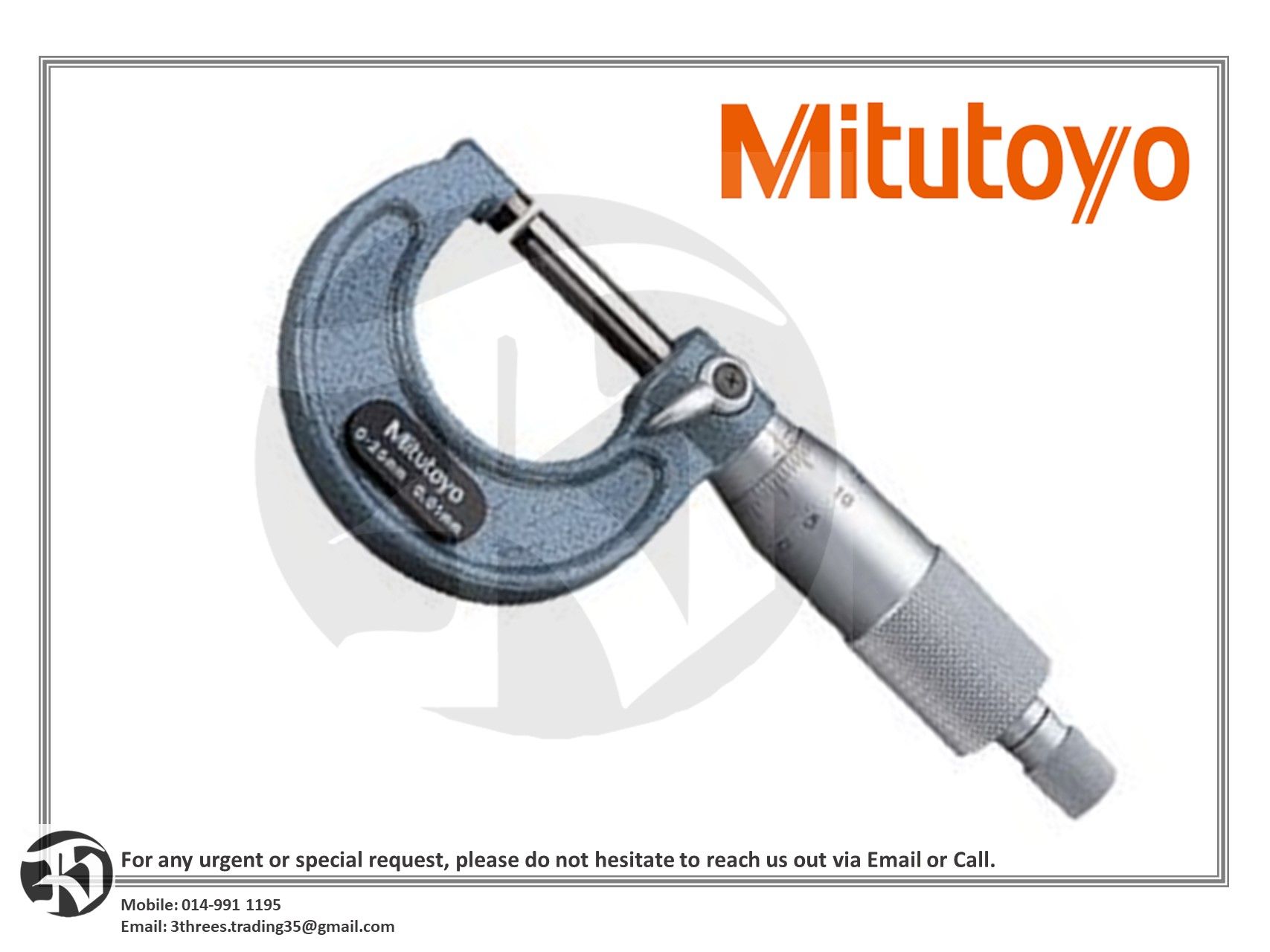 MITUTOYO-103-137 Outside Micrometer 0-25mm, ±2µm