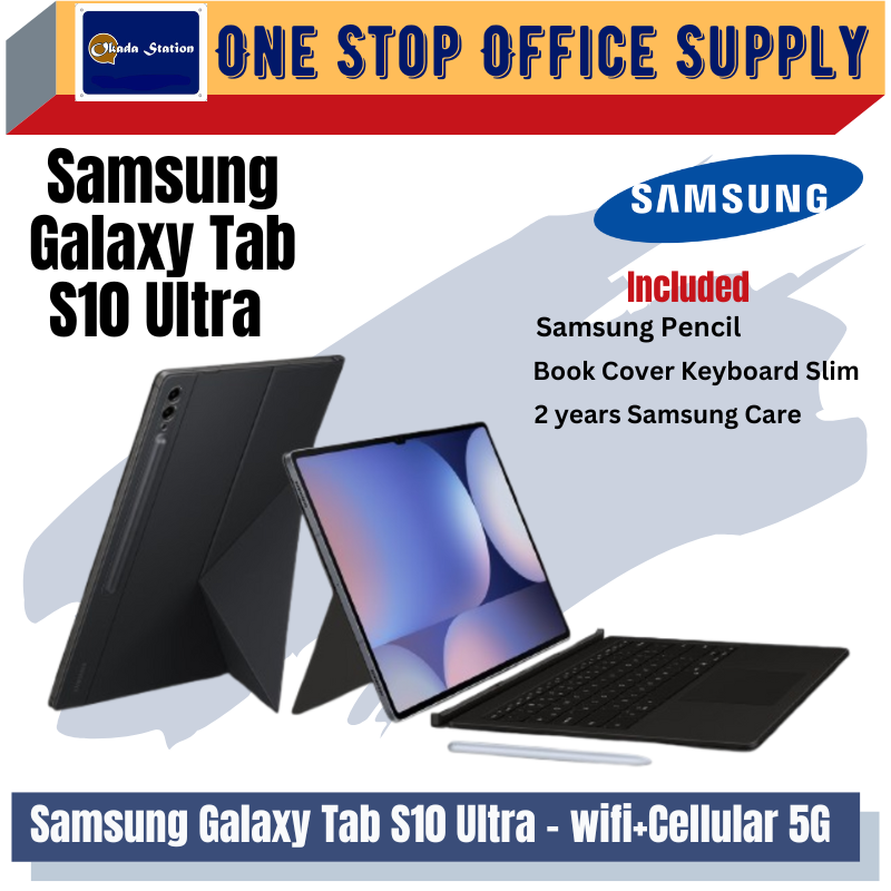 Samsung Galaxy Tab S10 Ultra 5G 256GB / with 5G Cellular, Samsung keyboard, Pencil, Samsung Care