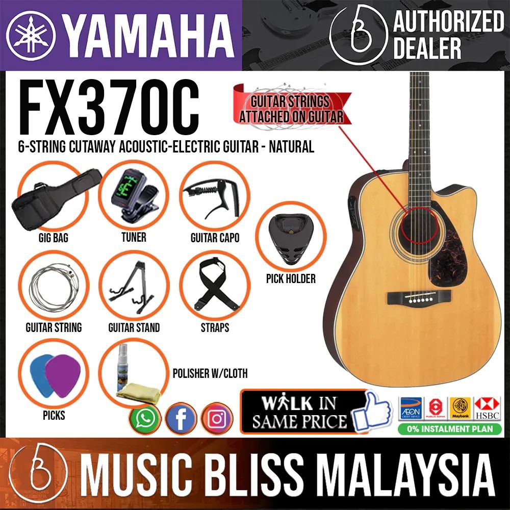Yamaha *#Yamaha FX370C Cutaway Acoustic-Electric Guitar with Pickup-Natural (FX-370C)