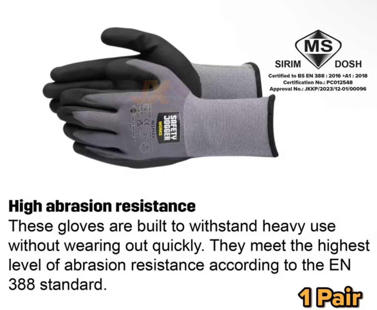 SAFETY JOGGER Allflex Nylon Spandex High Quality Industrial Protective Hand Glove Safety Gloves Sarung Tangan