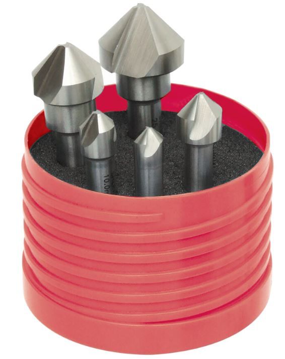 Sherwood Countersink Set, Countersink, Straight Shank, Set of 5, Cobalt High Speed Steel, Bright SHR0209130A