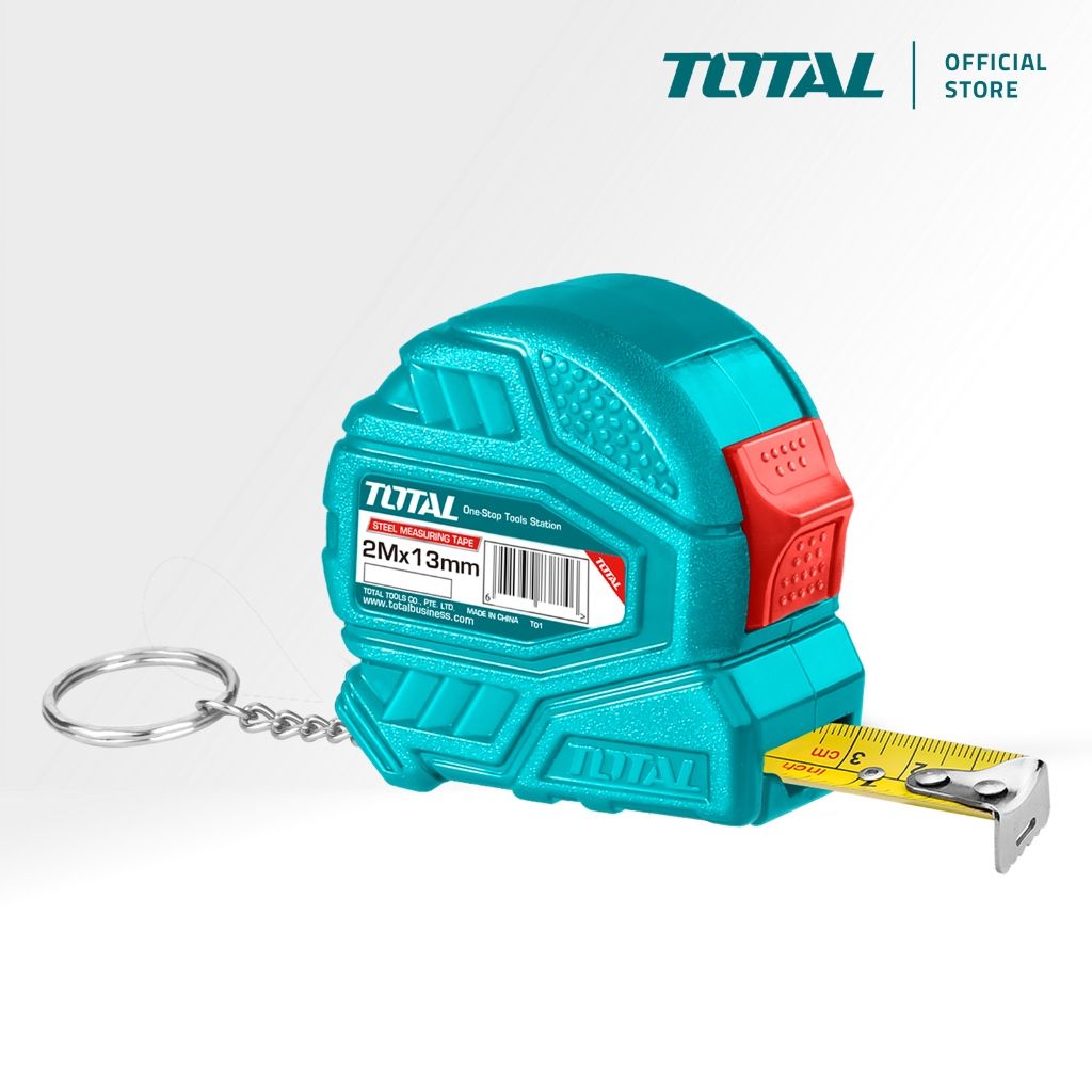 TOTAL STEEL MEASURING TAPE SINGLE BUTTON OPERATION WITH CONTINUOUS MARKING BY CENTIMETERS (2M X 13MM) TMT126321