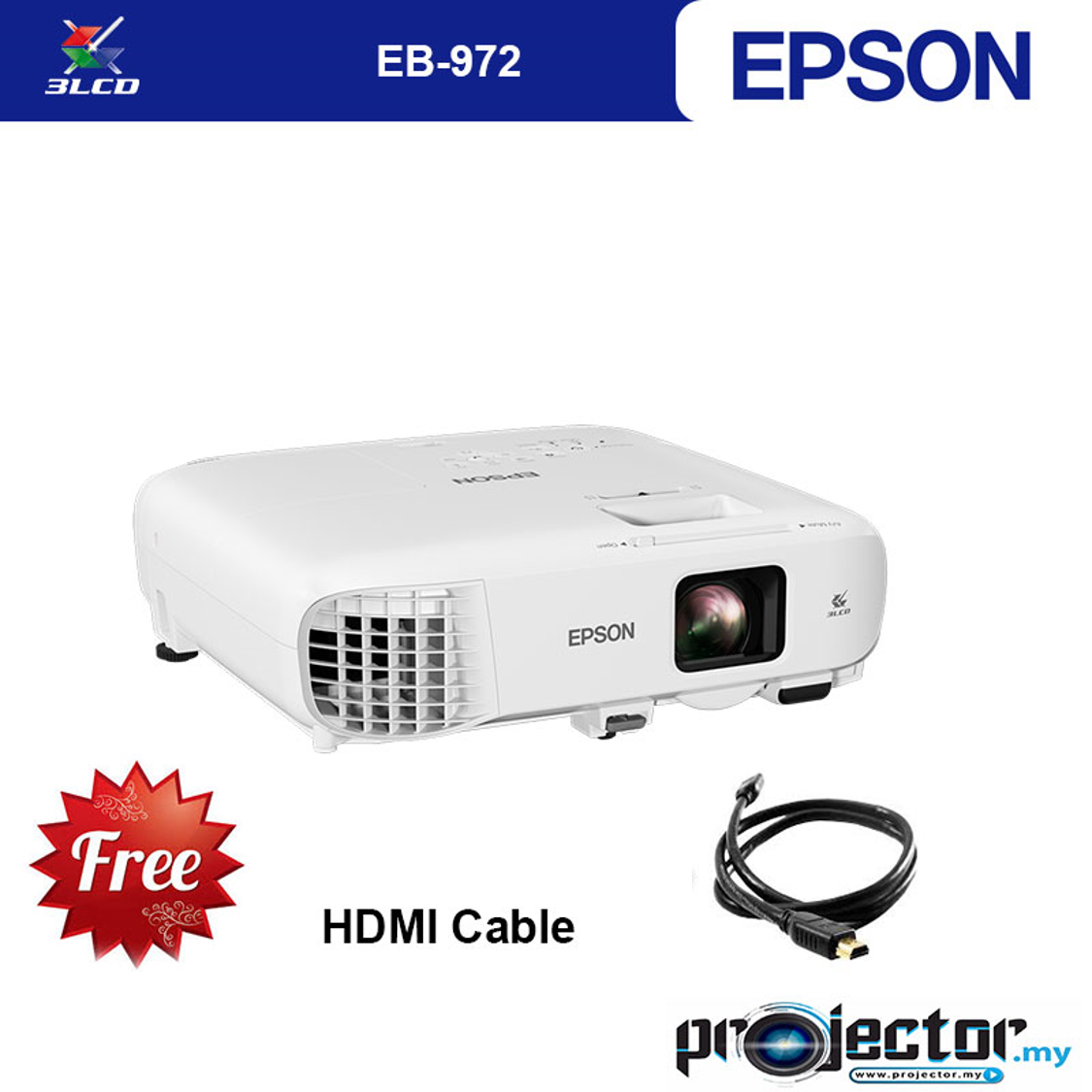 Epson EB-972 XGA 4100 lm 3LCD Projector