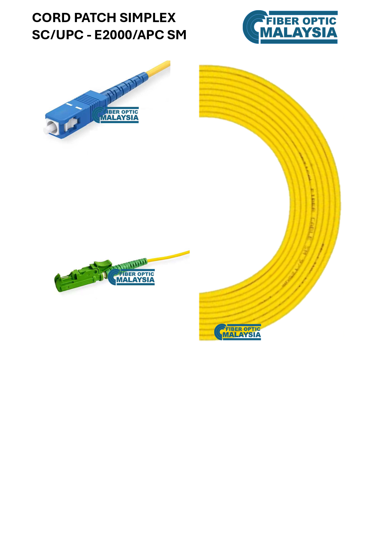 CORD PATCH SC/UPC - E2000/UPC SM 11M SIMPLEX PATCHCORD