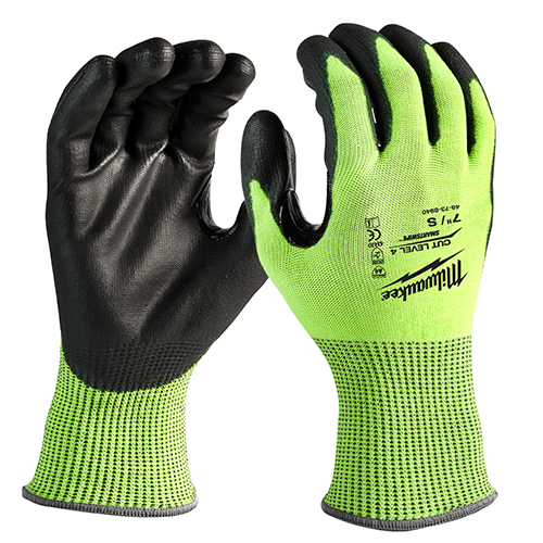 Milwaukee High Visibility Cut Level 4 Polyurethane Dipped Glove (Size: M) 48-73-8941