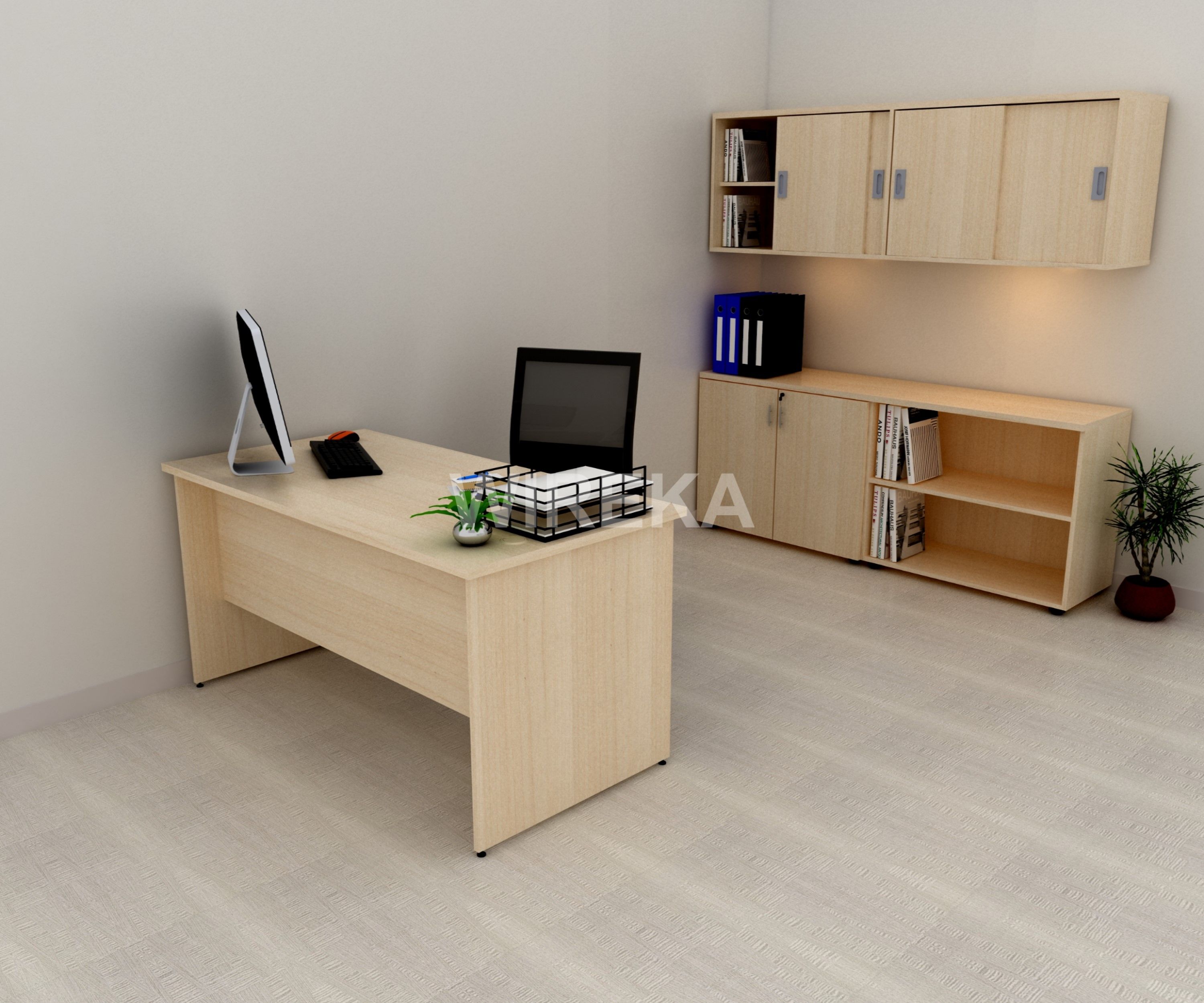 Wireka Main Desk with Wooden Base 1500L x 750D x 750H mm