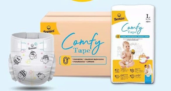 Beenies Comfy Tape CONVENIENCE Pack Lampin Bayi Jenis Tape Pek Kemudahan / Baby Diapers Tape NB-XL 12 Packs (1 Carton) L18 Tape 1Ctn New SL-11135-11139-NEW-CTN-KK