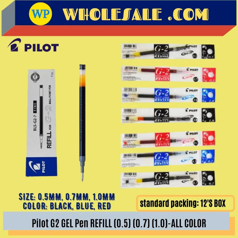 PILOT G2 0.5 GEL PEN REFILL -ALL COLOUR / Pilot / Gel Pen / Pen Refill / Pilot Pen Refill / Pilot G2 / 0.5mm / Pilot G2 Gel Pen Refill 0.5mm #bLack #blue #red