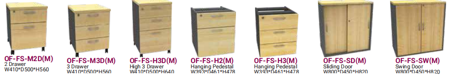 OFIS FS/EZ SERIES MAPLE TOP/DARK GREEN BASE DRAWER/PEDESTAL