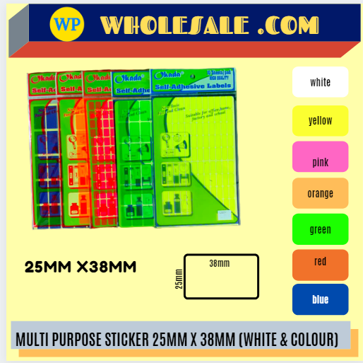 LABEL / MULTI PURPOSE / 25MM X 38MM / ALL COLOUR / STICKER LABEL / COLOUR LABEL