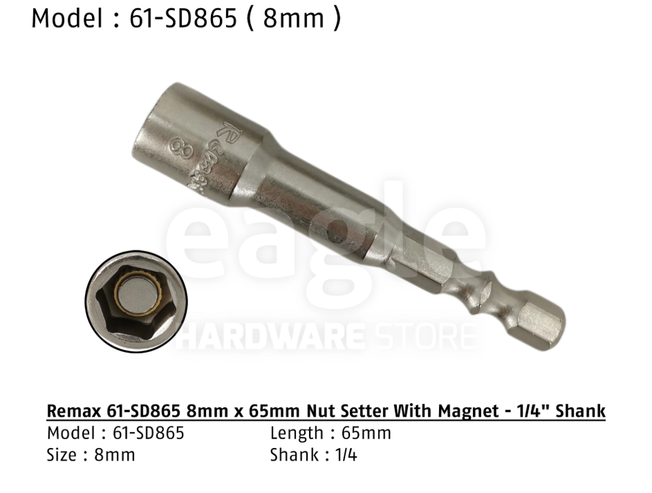 REMAX NUT SETTER WITH MAGNET - 61-SD865 (8MM) / 61-SD365 (13MM)