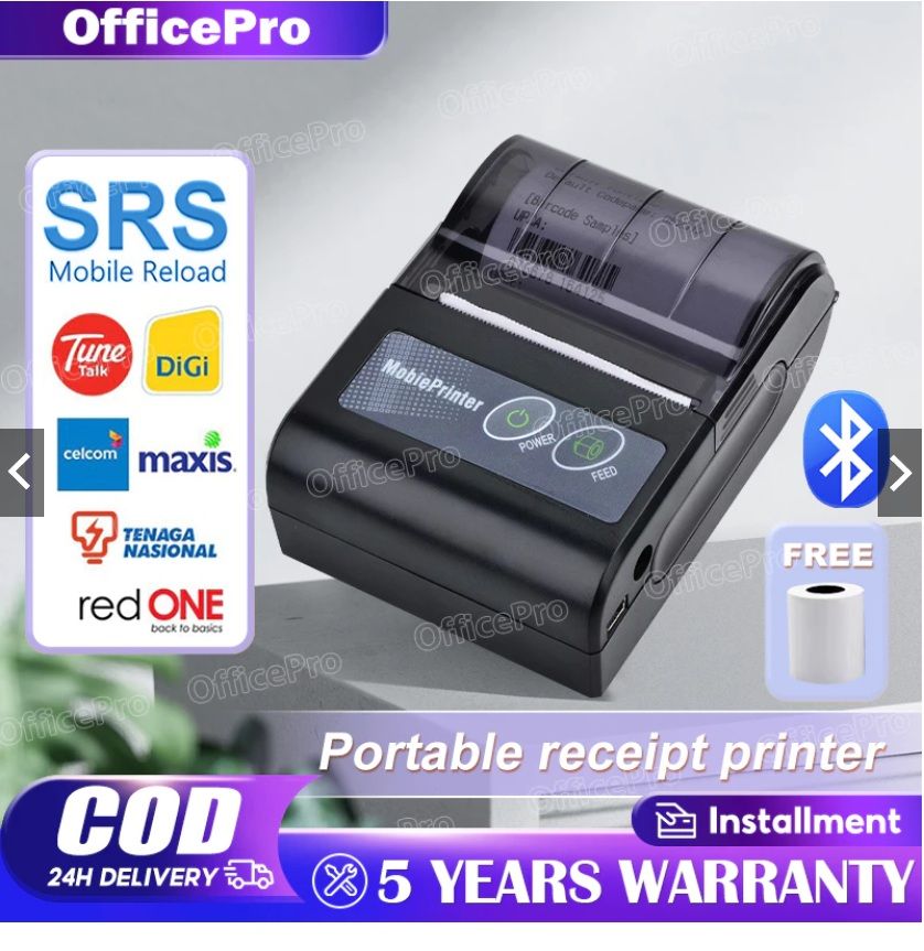 Receipt Printer Wireless Thermal Printer Bluetooth 58mm