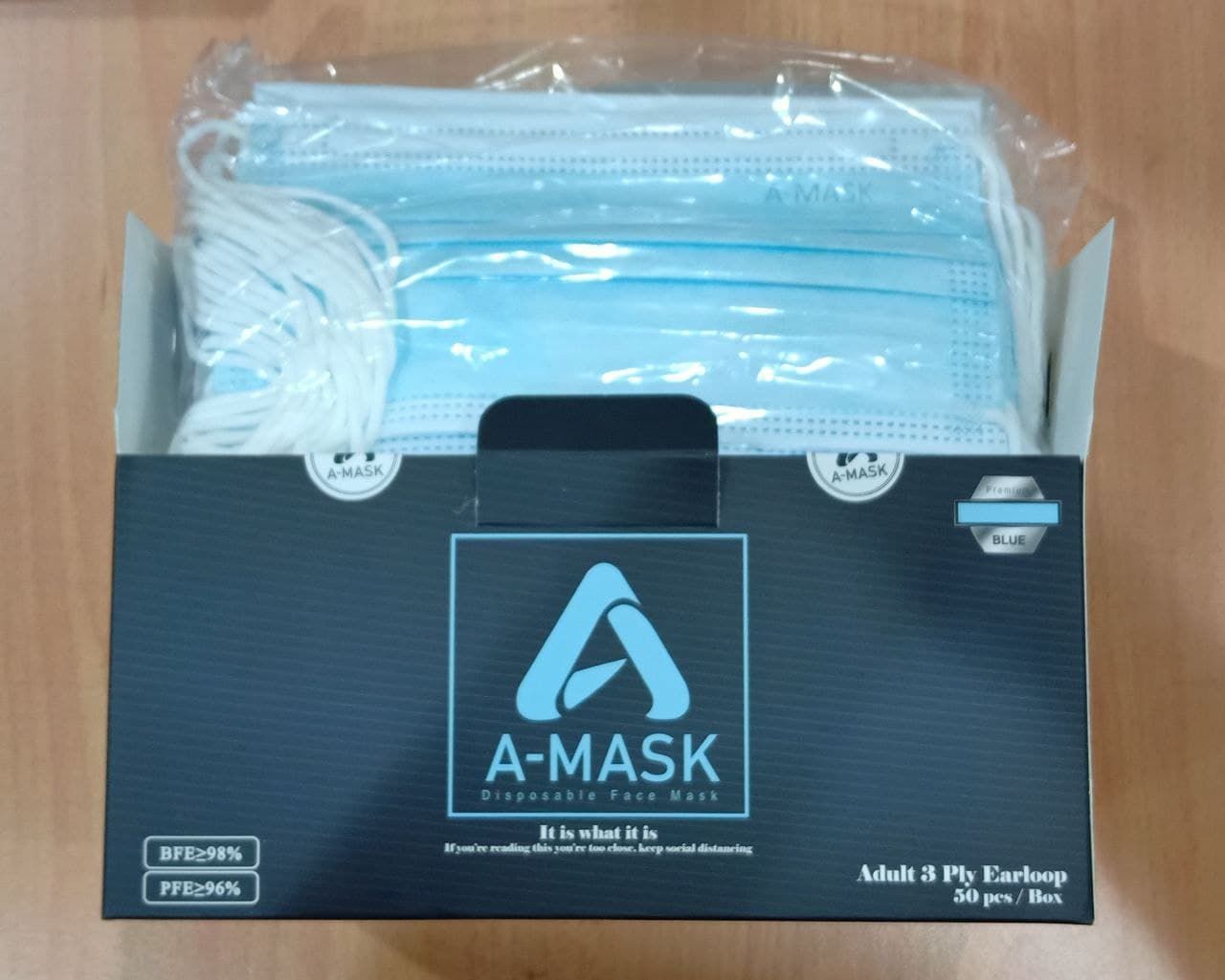 Face Mask 3ply Earloop Adult (Blue Colour) (1box/50pc)