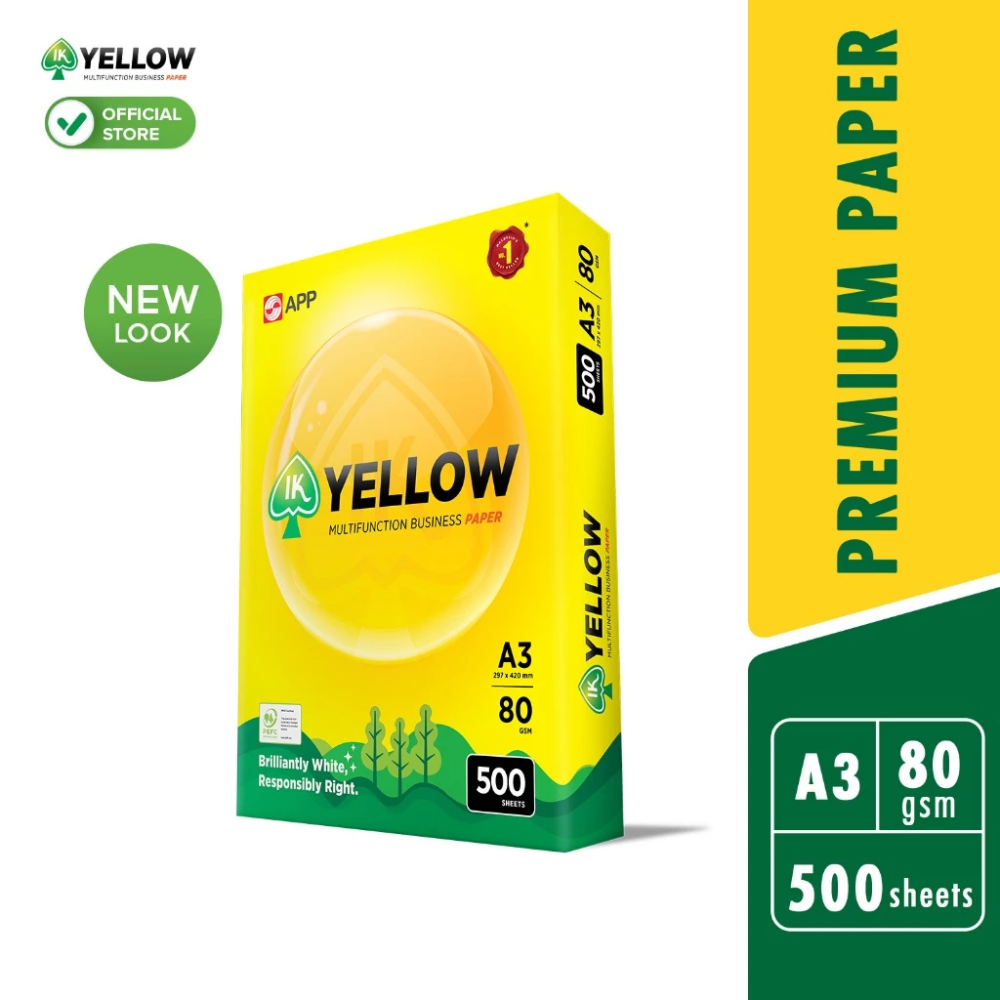 IK Yellow 500s 80gsm A3 Paper 1 Ream (500 sheets/ream)