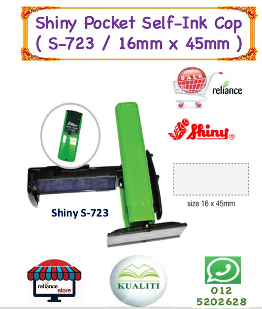 Shiny Pocket Stamp S-723 (47mm x 18mm) / Pocket Stamp Chop / Cop Poket Self-Ink # Self-Inking / Handy Stamp Chop # Mini Poket Cop # Custom Made # Rubber Stamp # Cop Kecil # RP0353 ( KTT : 1 Unit )