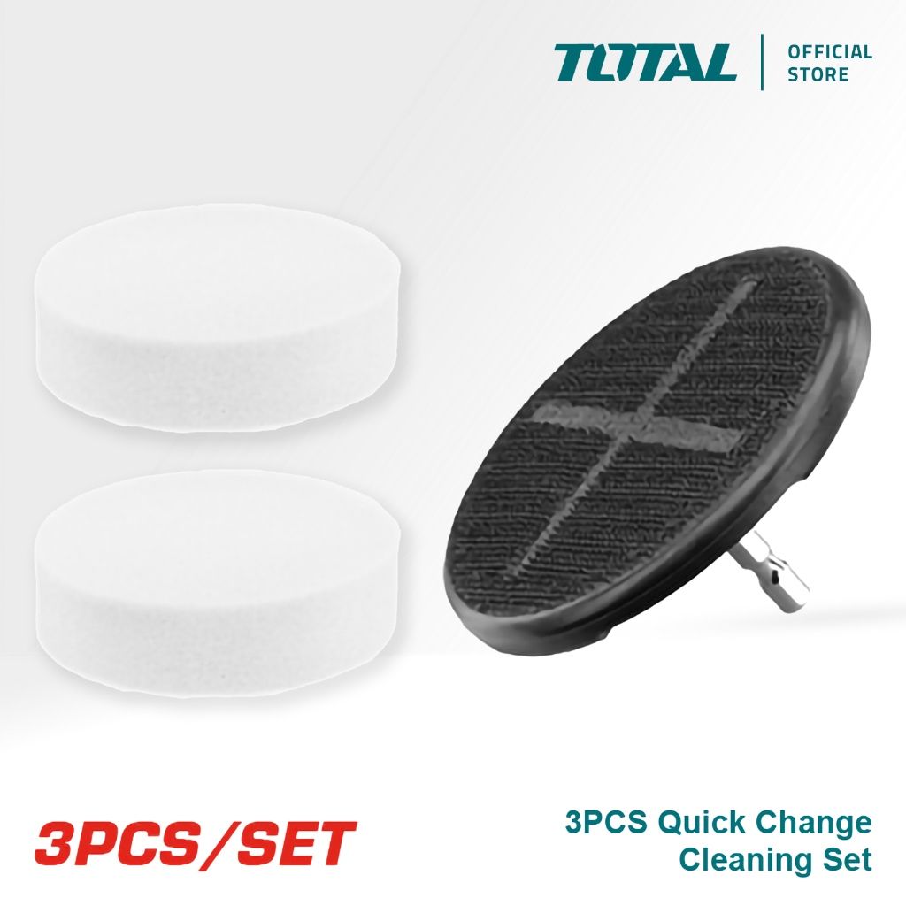 TOTAL Soft Sponges Set (3 Pcs) For Glass & Light Duty Cleaning + Pad (2 Pcs/3.5") + Quick Change Backer (1/4") TAC35351