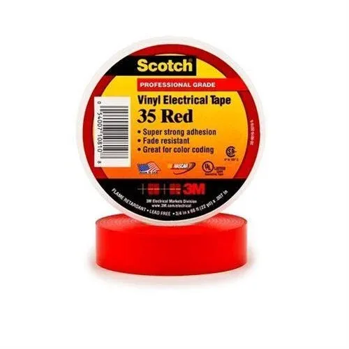 3M 35 Scotch Vinyl Electrical Tape (19mm X 20m) Red 80610833909 [2019283]