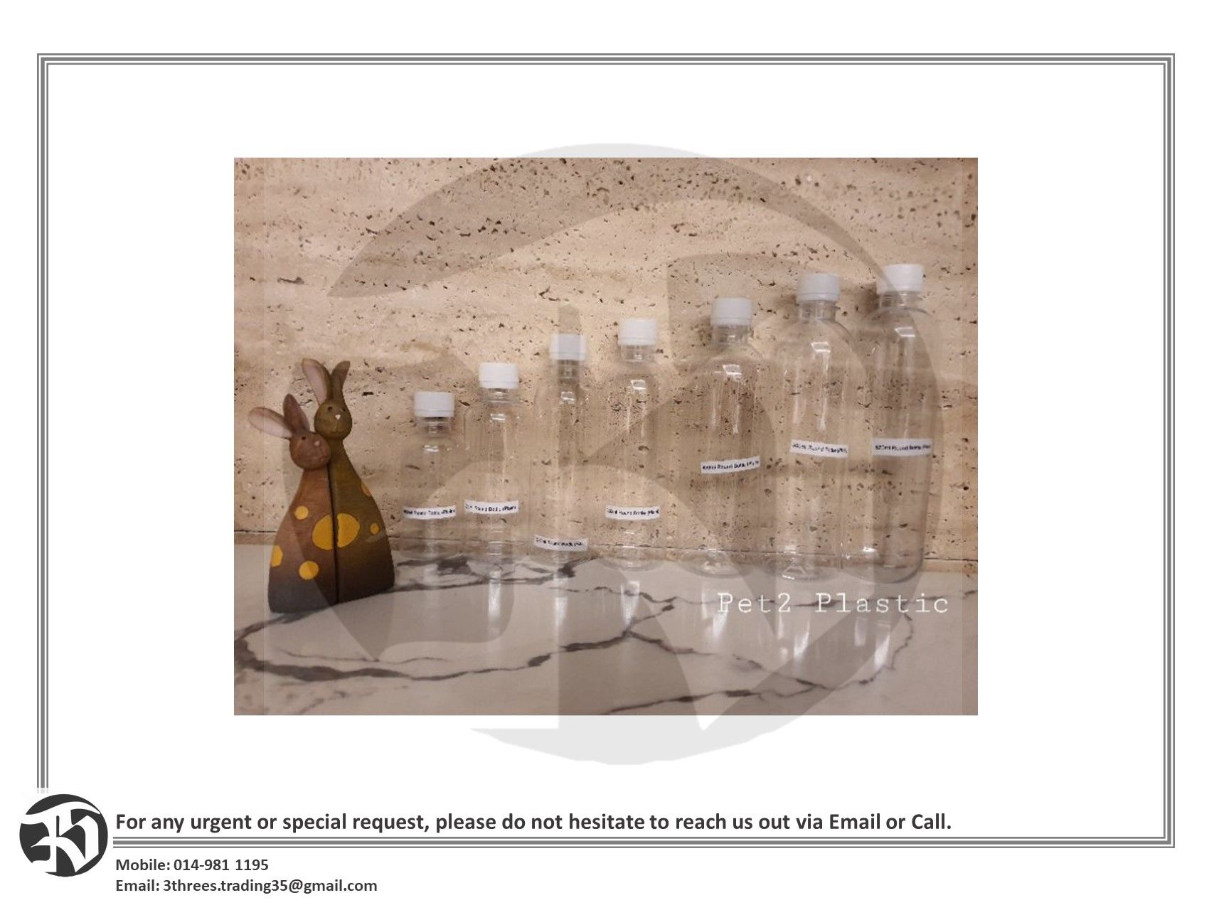 Clear Plastic Bottle 150ml - 500ml