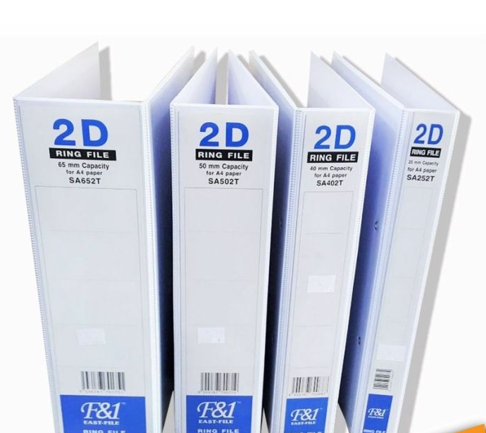 2S PVC 2D Ring File A4 White 65mm