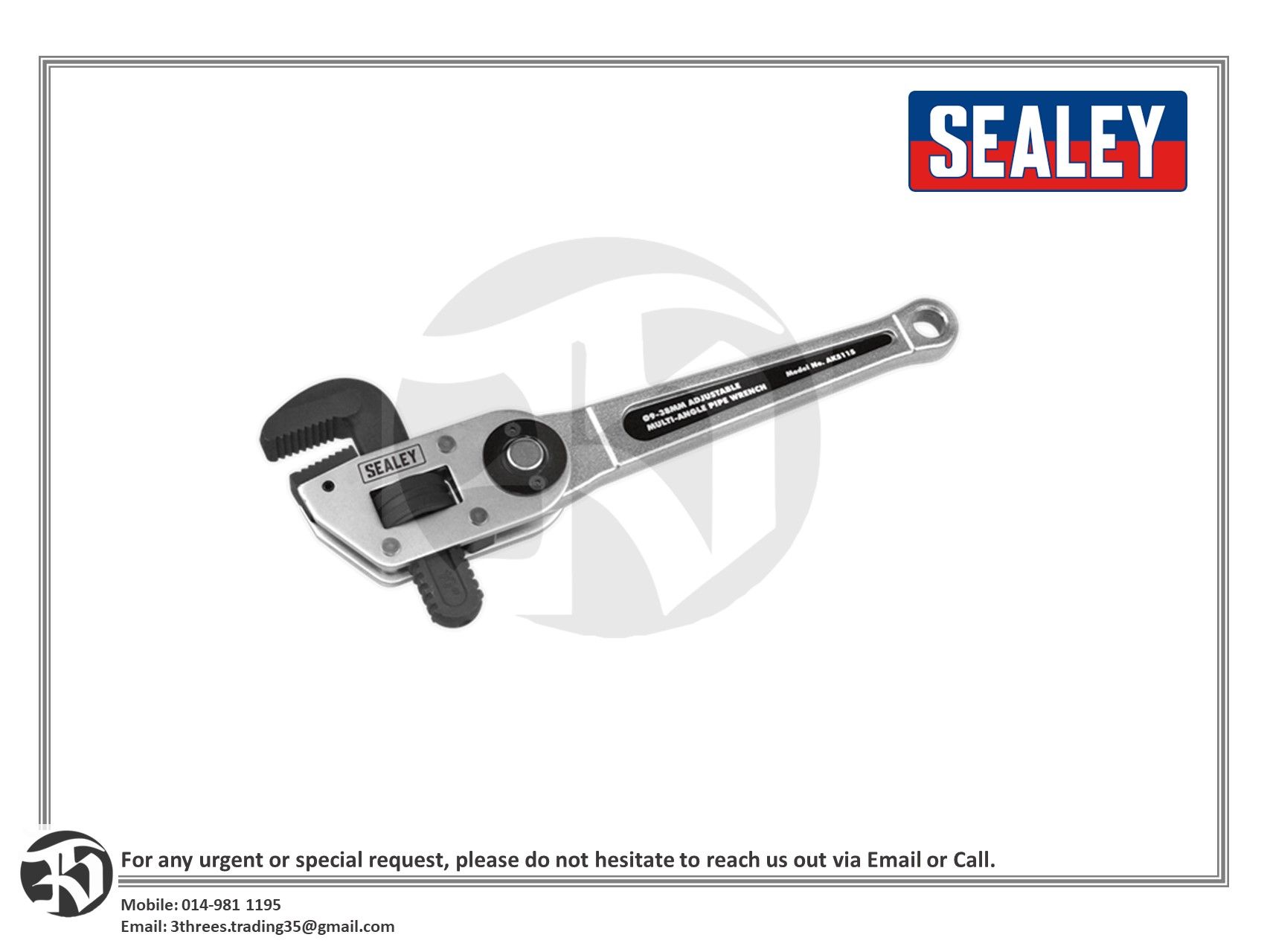 Ø9-38mm Adjustable Multi-Angle Pipe Wrench | AK5115