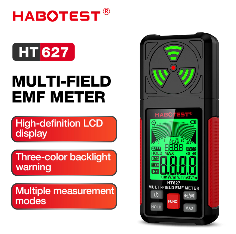 HABOTEST HT627 MULTI-FIELD EMF METER HIGH-DEFINITION LCD DISPLAY