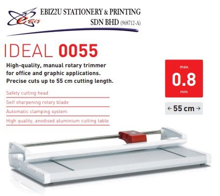 IDEAL 0055 Professional Desktop A3 + Paper Trimmer (Guillotine) Length 550mm - 8 sheets (Pemotong Kertas, Paper Cutter, Paper Cutter, Paper Trimmer, Heavy Duty Cutter, A4 paper cutter, A3 paper cutter)