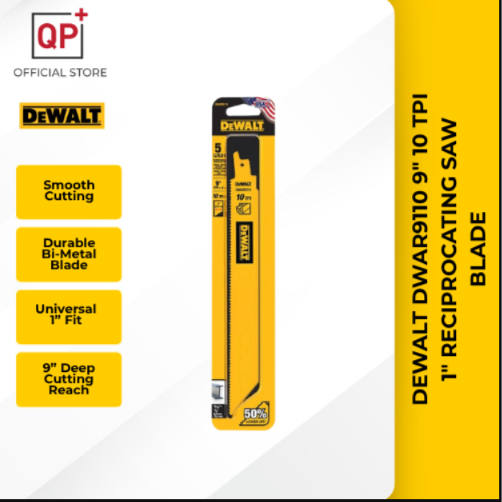 DEWALT DWAR9110 9" 10 TPI 1" RECIPROCATING SAW BLADE l GERGAJI l 锯片-5 PC