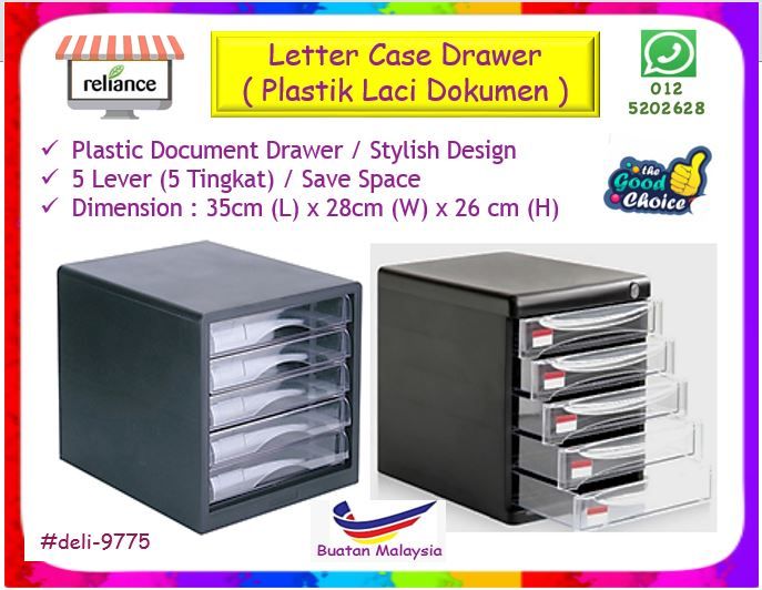 5 Tier Letter Case Drawer / Document Case - 5 Level / 5 Tier Document Tray / Laci Plastik Dokumen - 5 Tingkat / Rak Dokument / File Drawer / Rak Fail # Peti Simpanan Alatulis # Surat # Dokumen # Astar / Deli / Niso # RS1674 ( KTT : 1 Unit )
