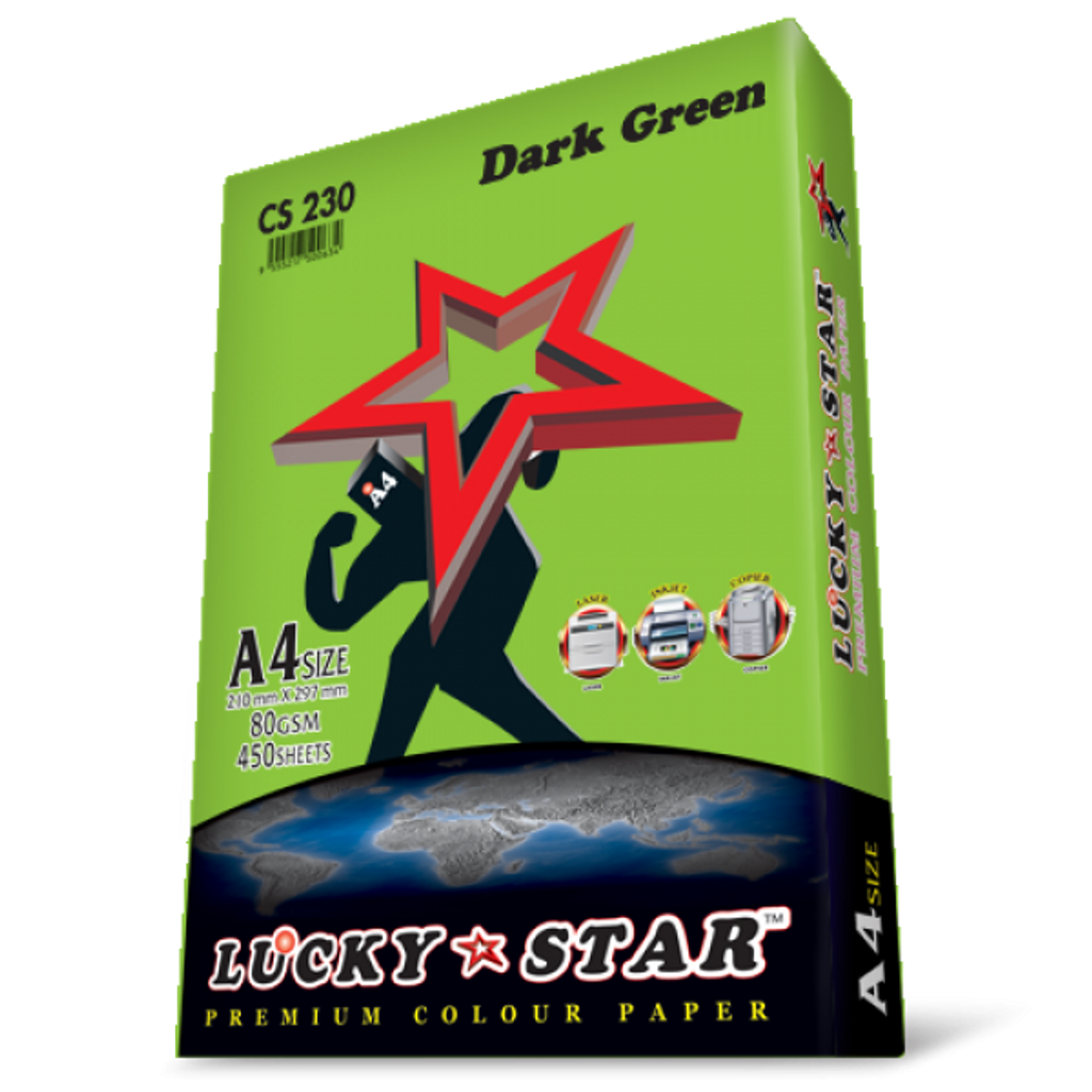 Lucky Star A4 Fluorescent Colour Paper 80gm 450's – CS230 Dark Green