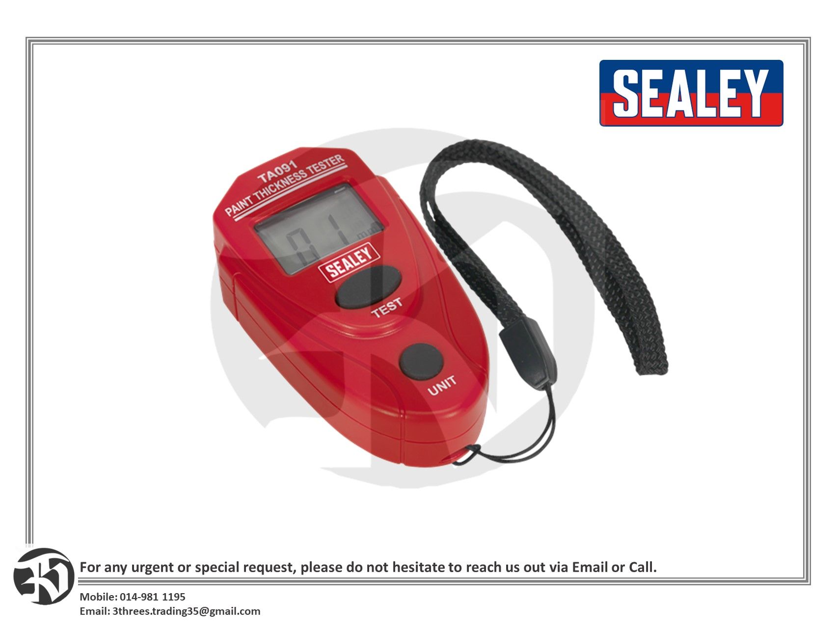 Sealey TA091 Paint Thickness Gauge, 173mm x 114mm x 30mm