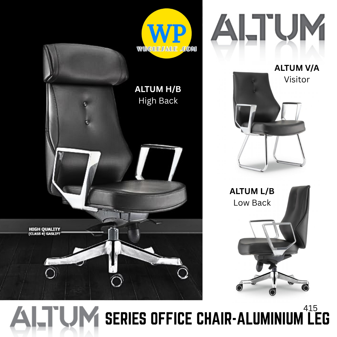 CLASSIC CHAIR ALTUM ERGONOMIC OFFICE CHAIR - ALL SIZE / CHROME SERIES / OFFICE CONFERENCE CHAIR / OFFICE SWIVEL CHAIR / ERGONOMIC CHAIR / EXECUTIVE CHAIR / DIRECTOR CHAIR / OFFICE CHAIR / CHAIR / ALUMINIUM BASE / FABRIC / PU LEATHER / ALTUM