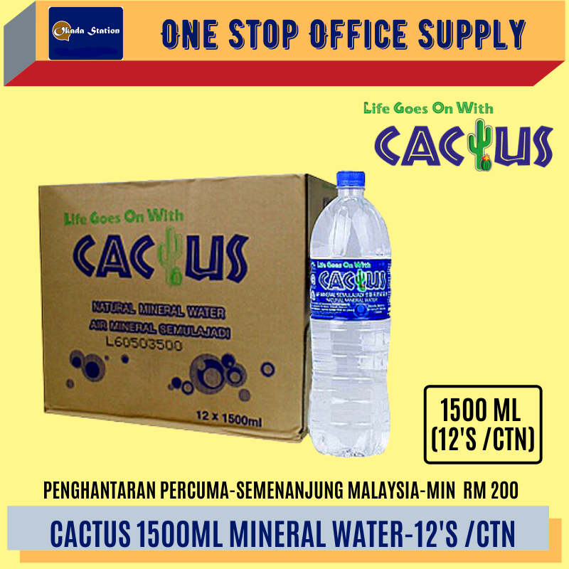 CACTUS 1500ML MINERAL WATER -12 BOTOL (CARTON) /Cactus /Mineral Water /1500ml /Cactus Mineral Water