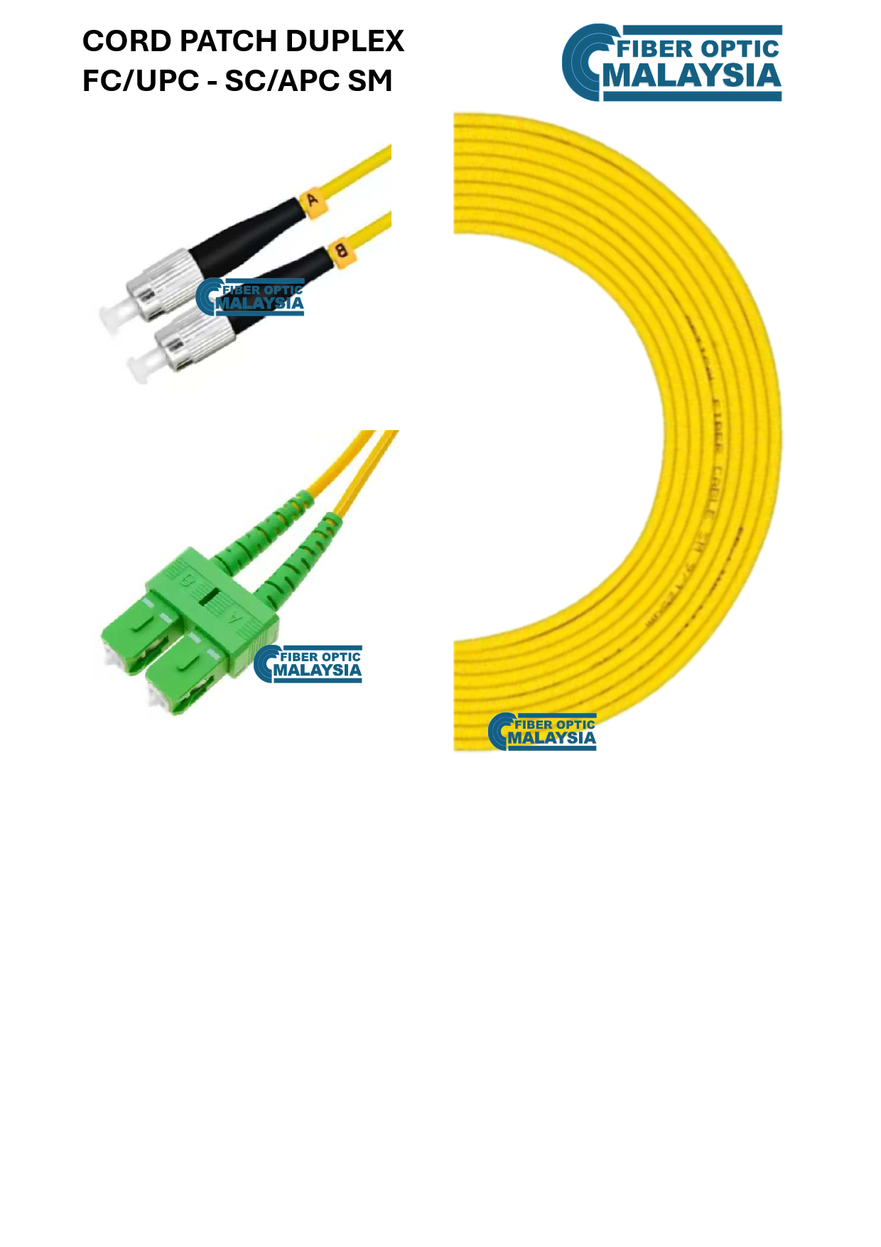 CORD PATCH FC/UPC - SC/APC SM 10M DUPLEX PATCHCORD