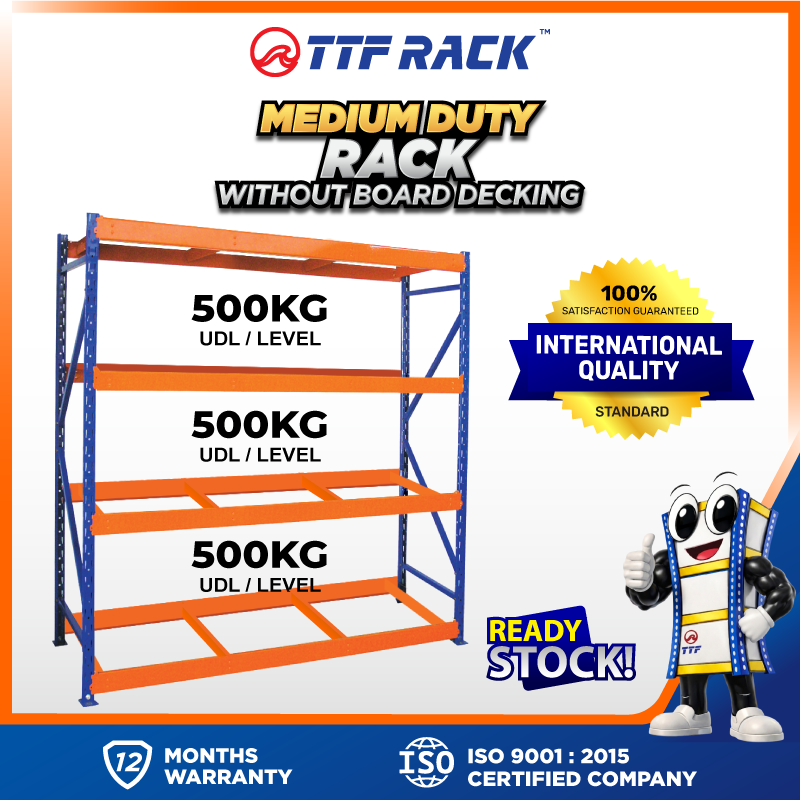 Medium Duty Rack - No Board 240 x 75 x 210cm (Orange & Blue)