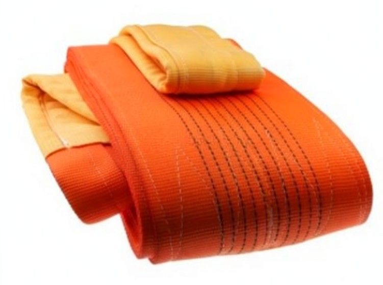 Warrior Double Ply Polyester Flat Webbing Sling 10TON x 3M (L) with Reinforced Lifting Eyes (Orange Marking)