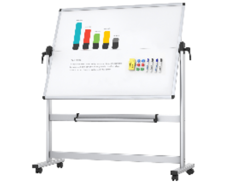 TWO-SIDED MAGNETIC WHITE BOARD WITH MOBILE STAND 1200(H) X 2400(W) (4”x 8”)