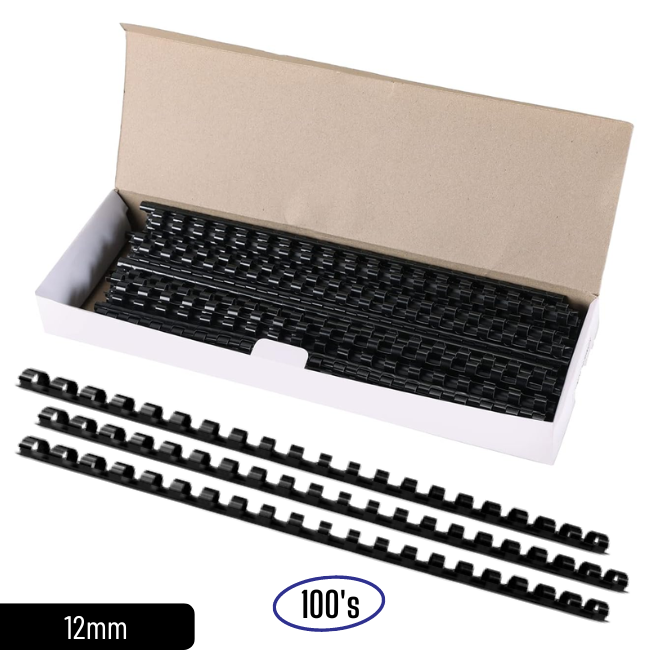 QP Comb Binder 21 Ring 12MM Black 100's/BOX