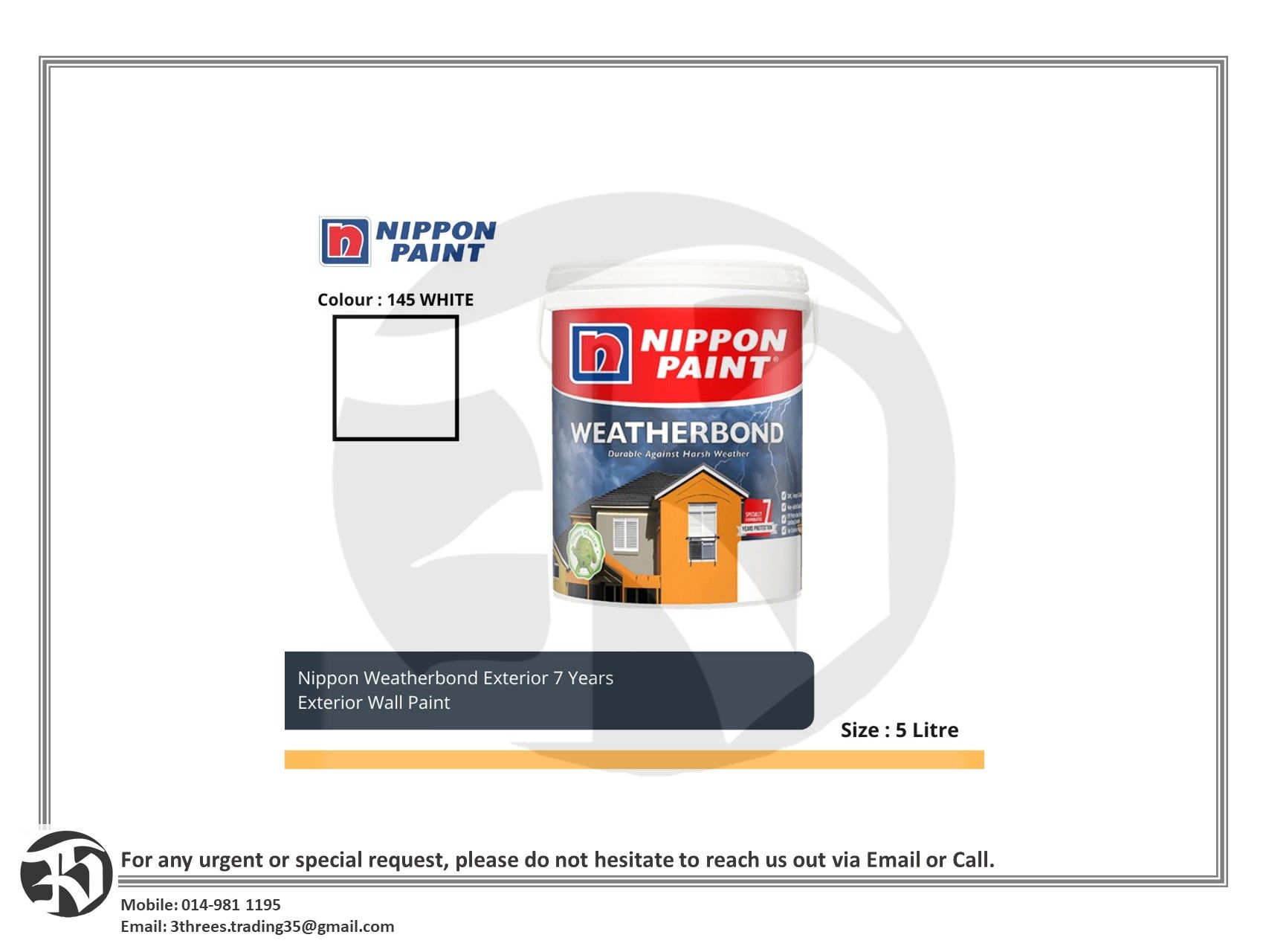 Nippon Paint Weatherbond Exterior - White 5L