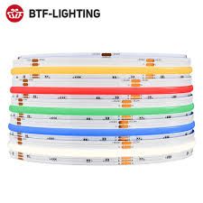 BTF-LIGHTING FCOB 630LEDs/m WS2811 IC RGB LED Light Strip Dreamy Color High Brightness Addressable COB LED Light Strip (DC24V Black PCB 5m)
