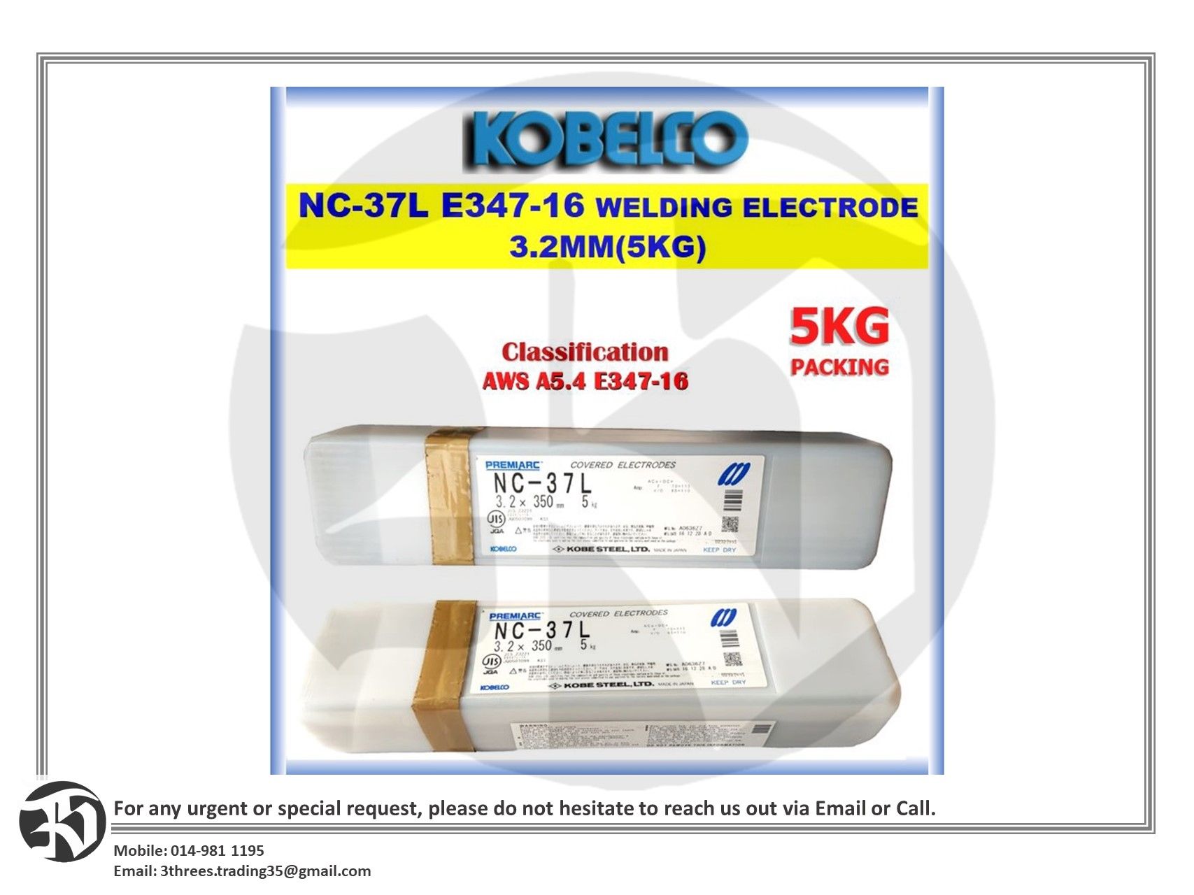Kobelco Welding Electrodes NC-37L 3.2mm 5kg