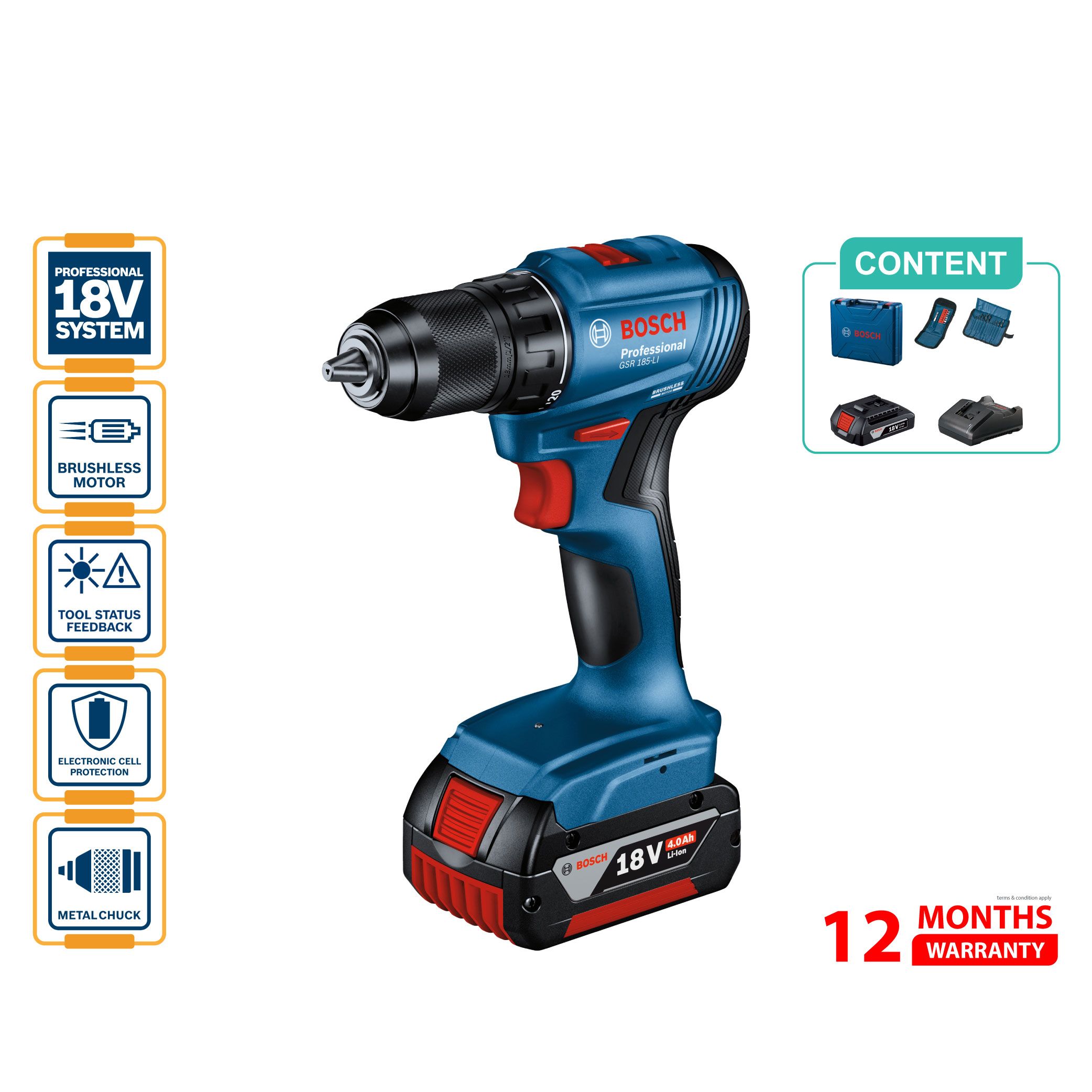 BOSCH GSR 185 LI Cordless Drills/ Screwdriver - 06019K30L2