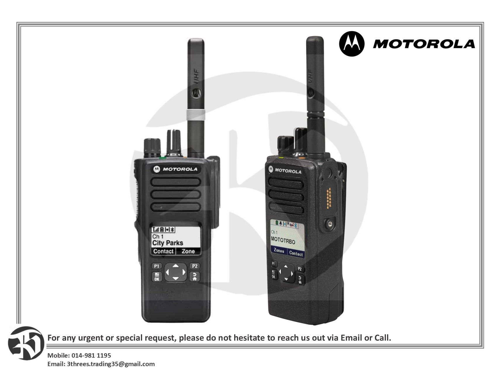 MOTOROLA Digital Portable Walkie Talkie XiR P8628i TIA UHF Display / Limited Keypad