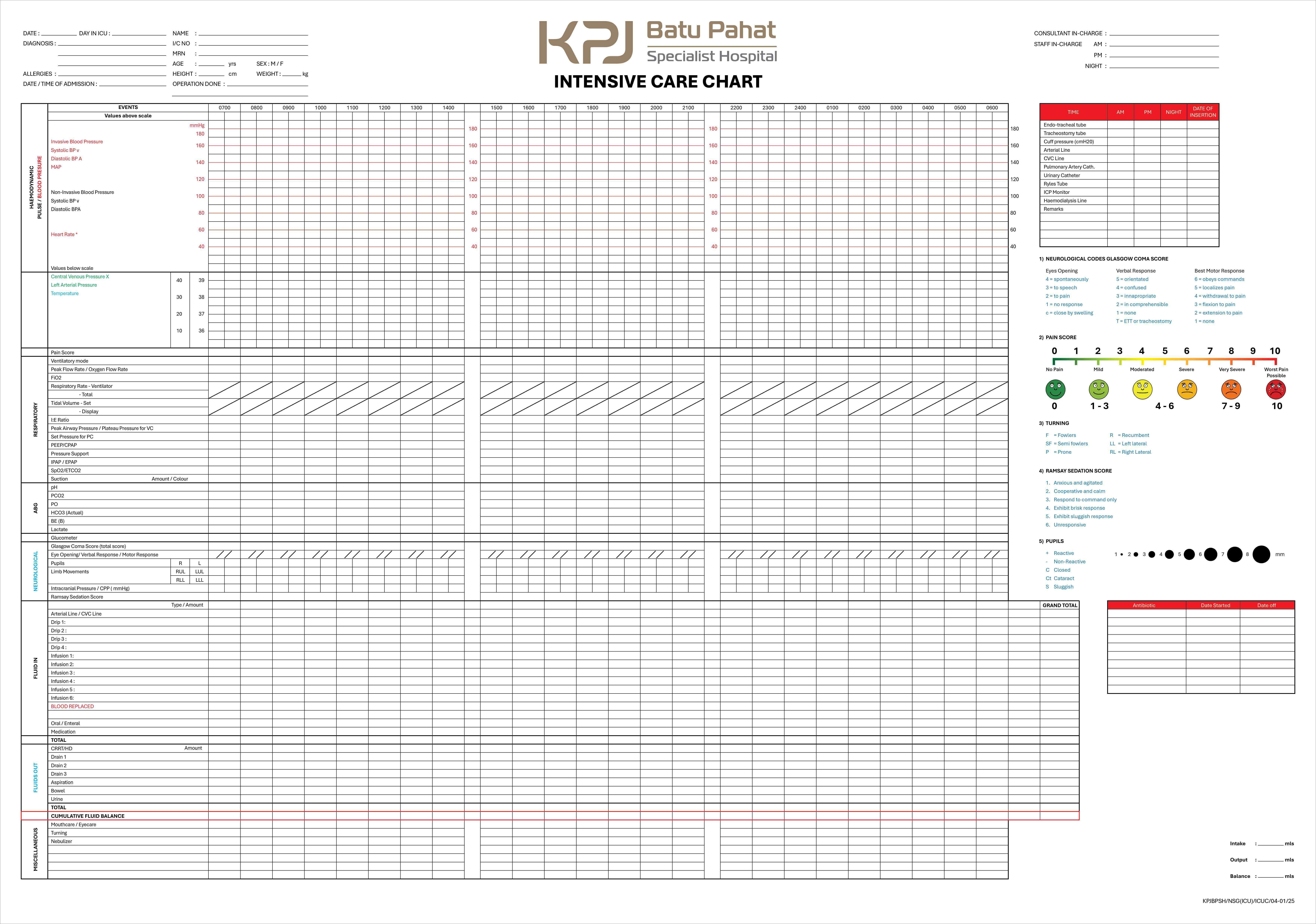 Intensive Care Chart