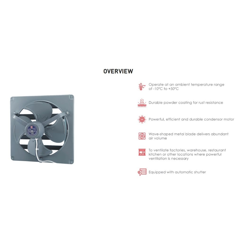 KDK 16" Inch Industry Commercial Exhaust Fan Ventilating Fan 40KAQA Kipas Eksoz Komersial Perindustrian KDK16"