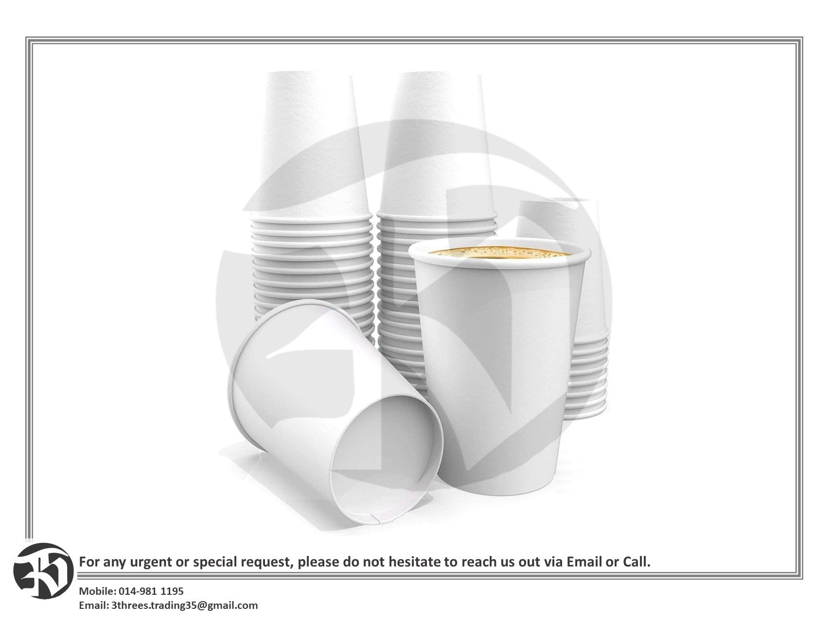 Disposable White Paper Cup/Cawan Kertas (50pcs)